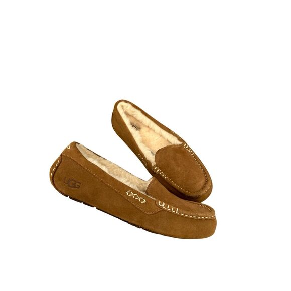 UGG Australia Women's 9 Ansley Chestnut Moccasin Slippers Slip on Shoe Fur Suede - Picture 10 of 10
